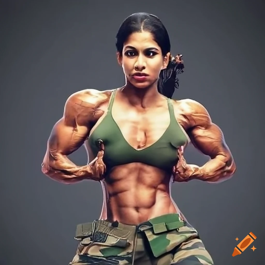 indian-female-bodybuilder-in-indian-army-uniform-on-craiyon
