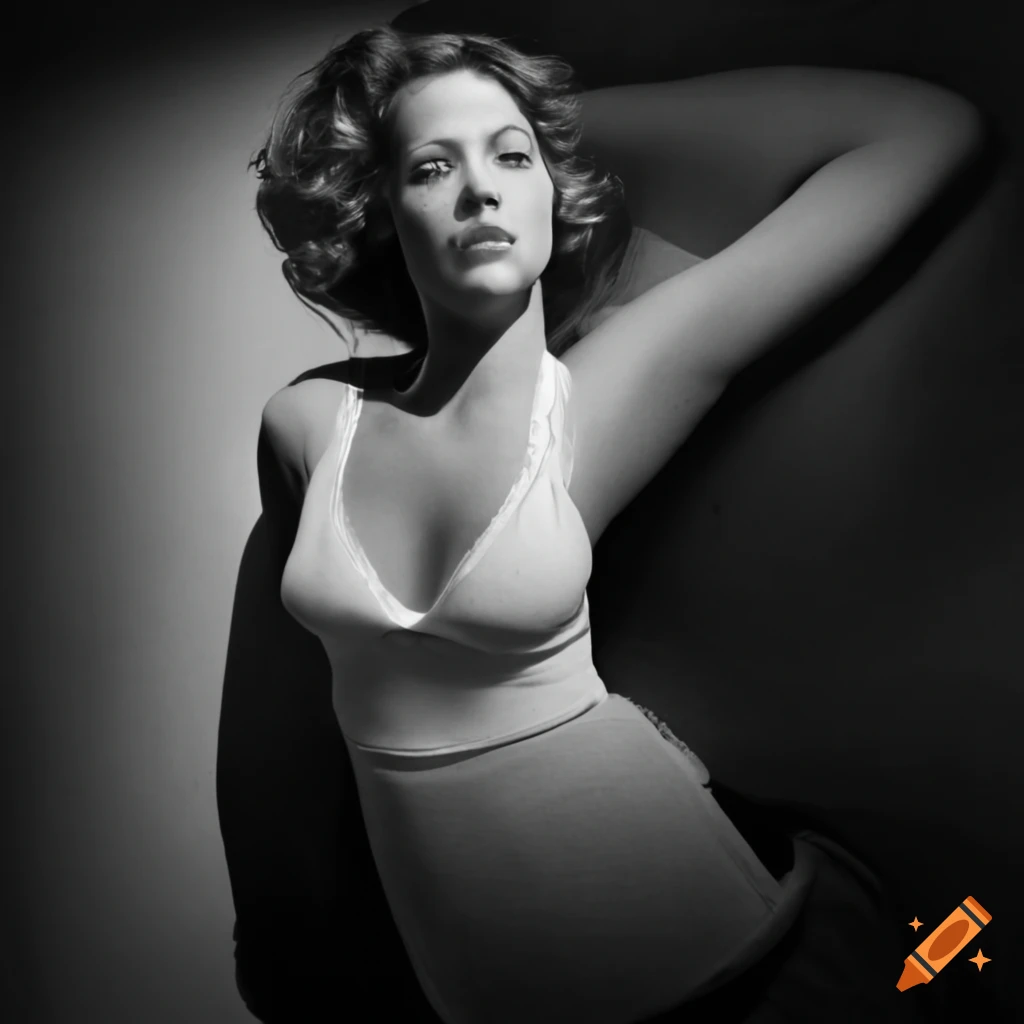 Young Tina Louise sleeping with arms overhead and dramatic shadows