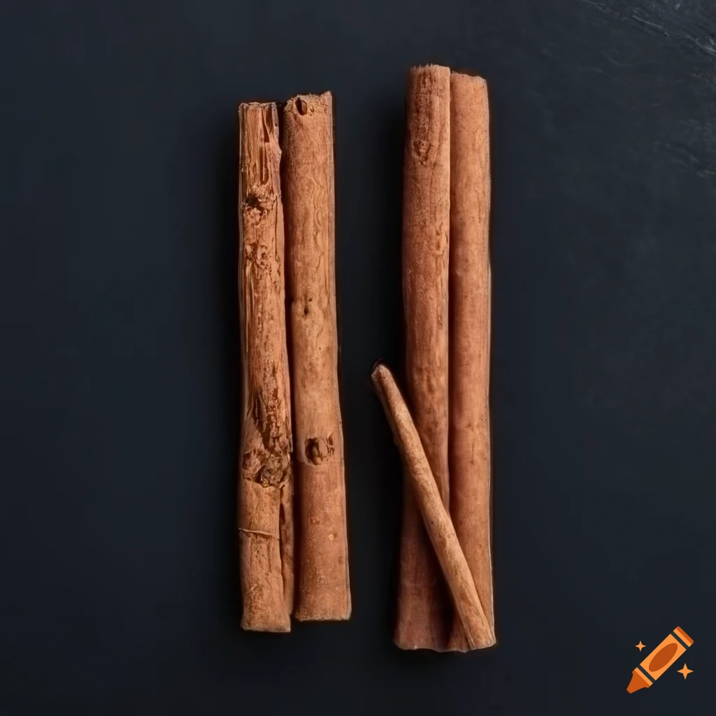 Two cinnamon sticks on a dark background