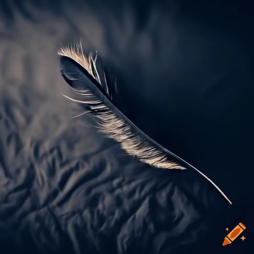 Black feather on a bed in a vintage setting