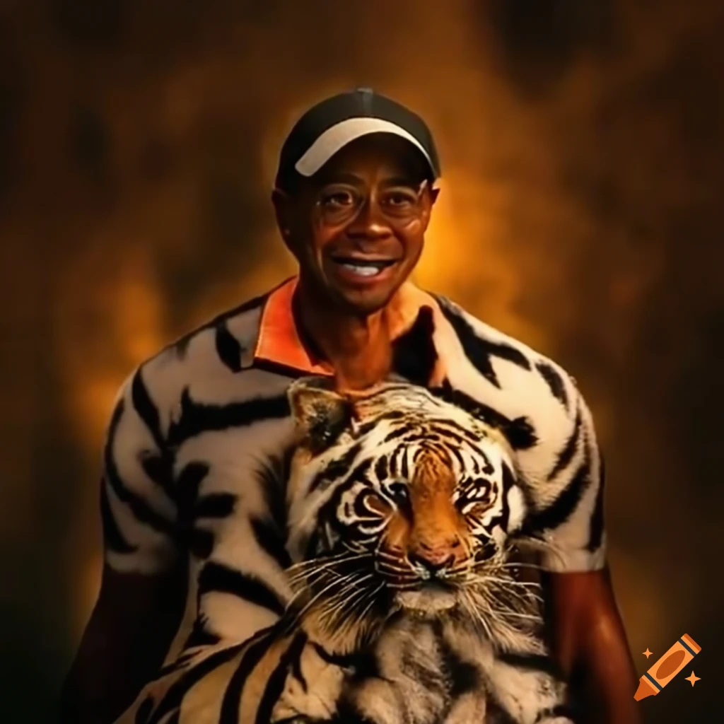 Tiger woods standing next to a tiger on Craiyon