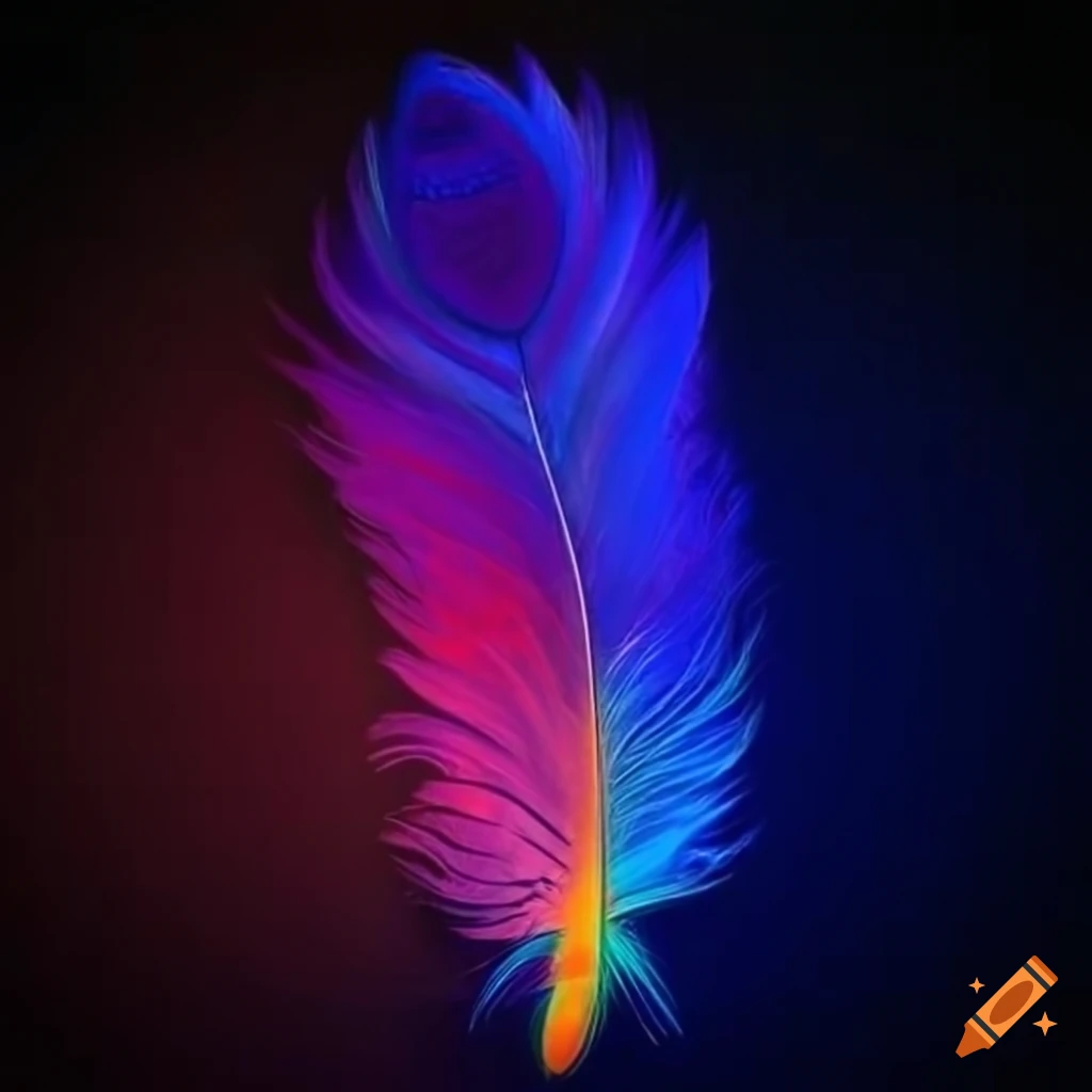 Glowing psychedelic feather representing free spirit