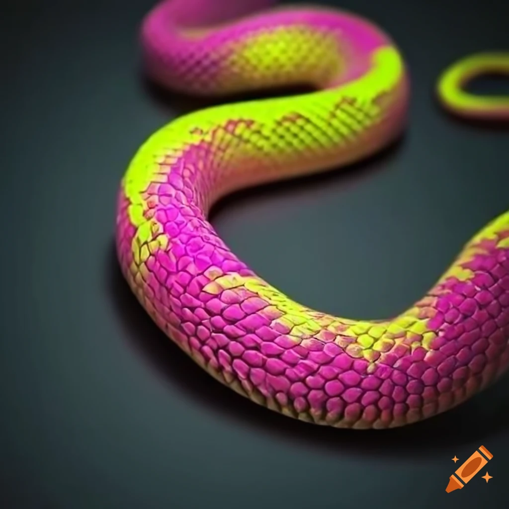 Pink and yellow neon snake on Craiyon