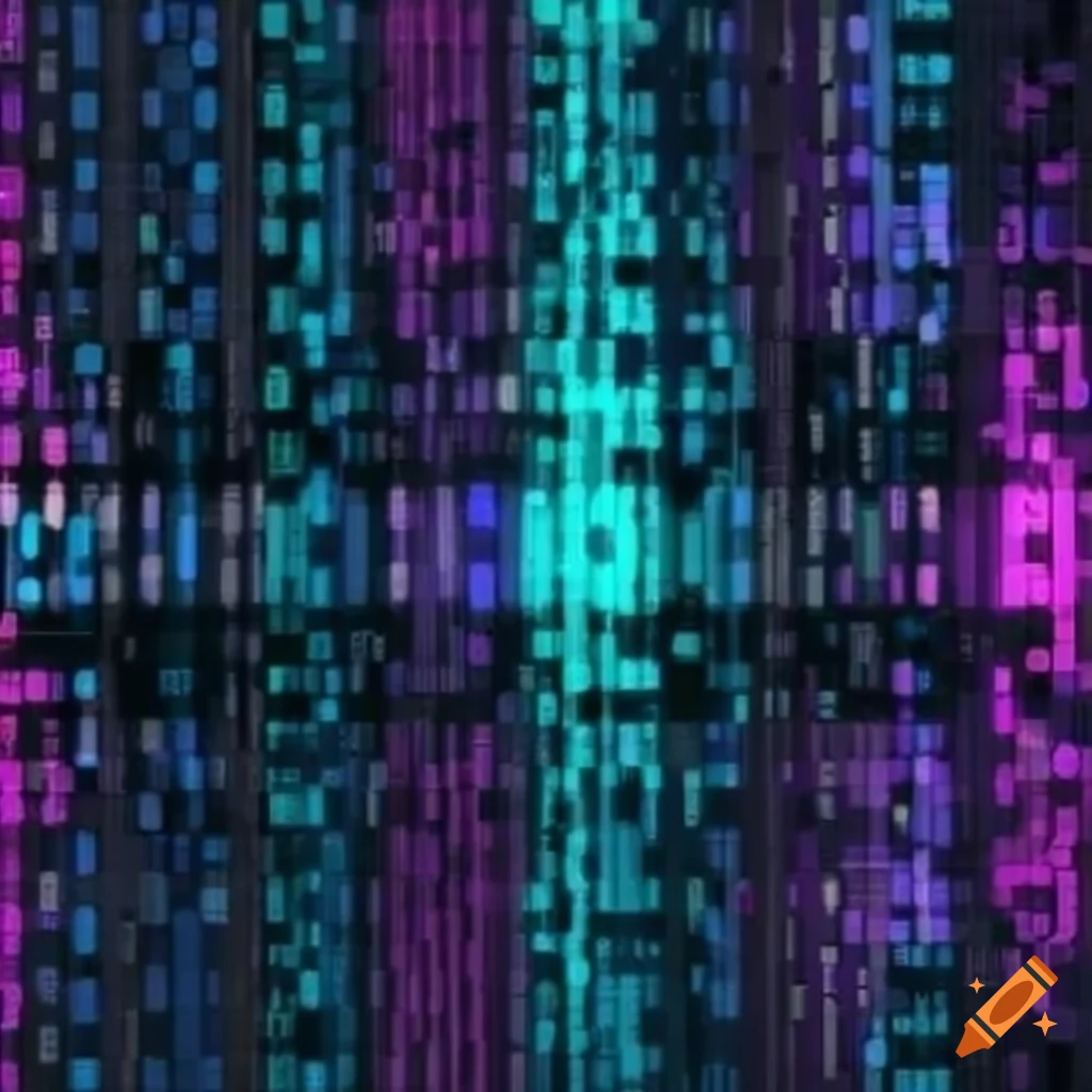 Rainbow binary code pattern of ones and zeros on Craiyon