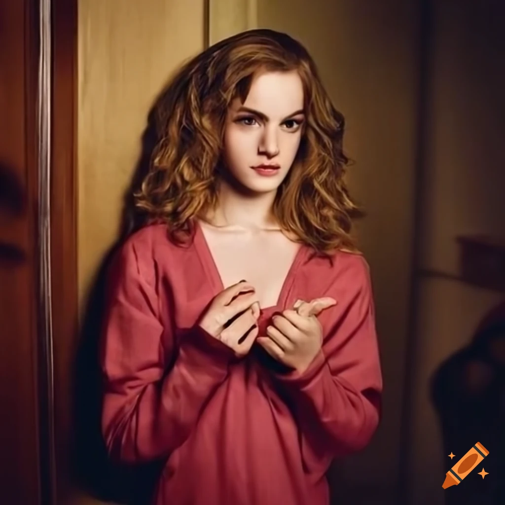 Hermione wearing pajamas with a sweet and alluring expression