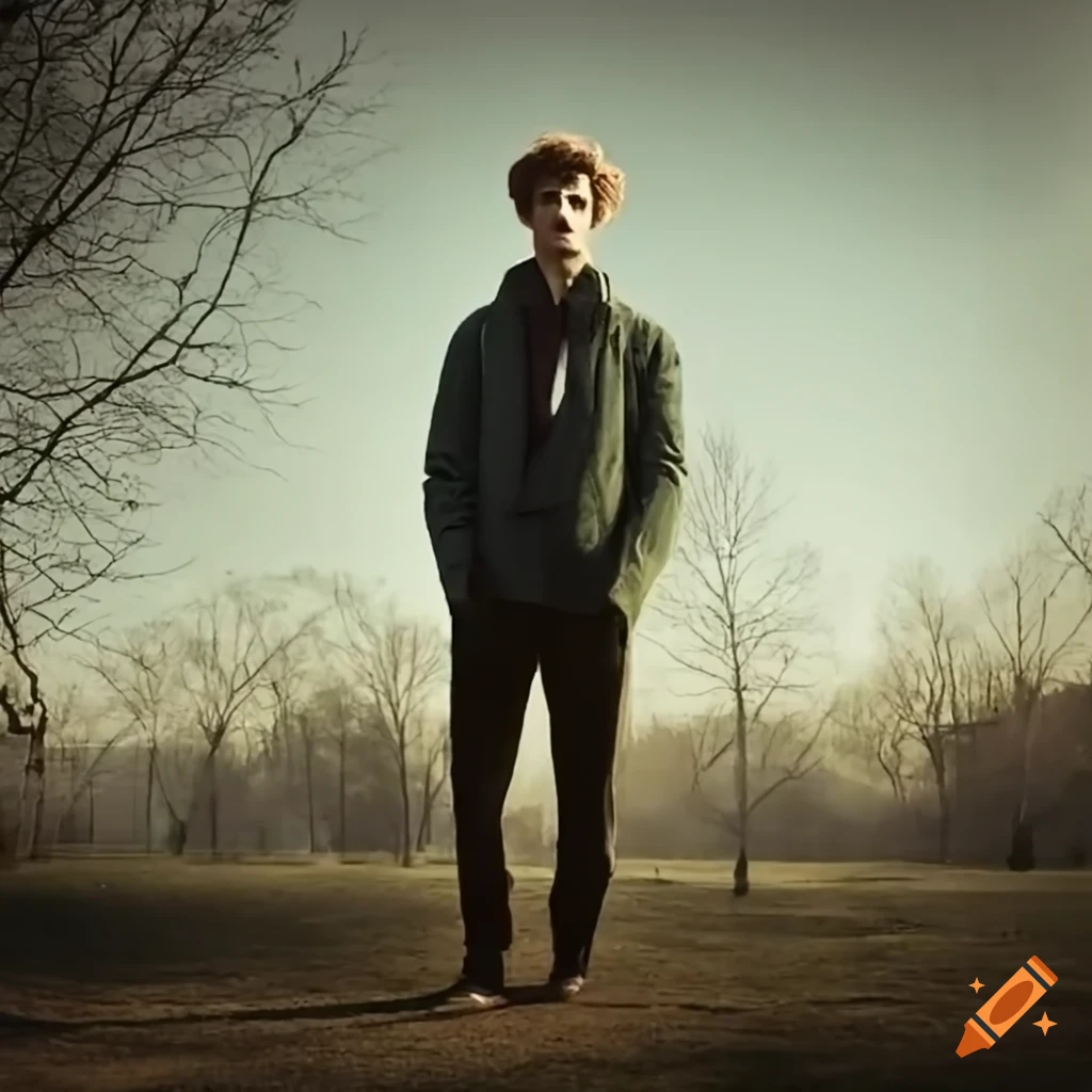 Man standing and thinking in a park