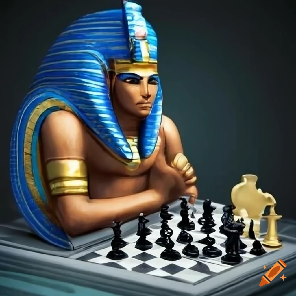 Pharaoh playing chess on Craiyon