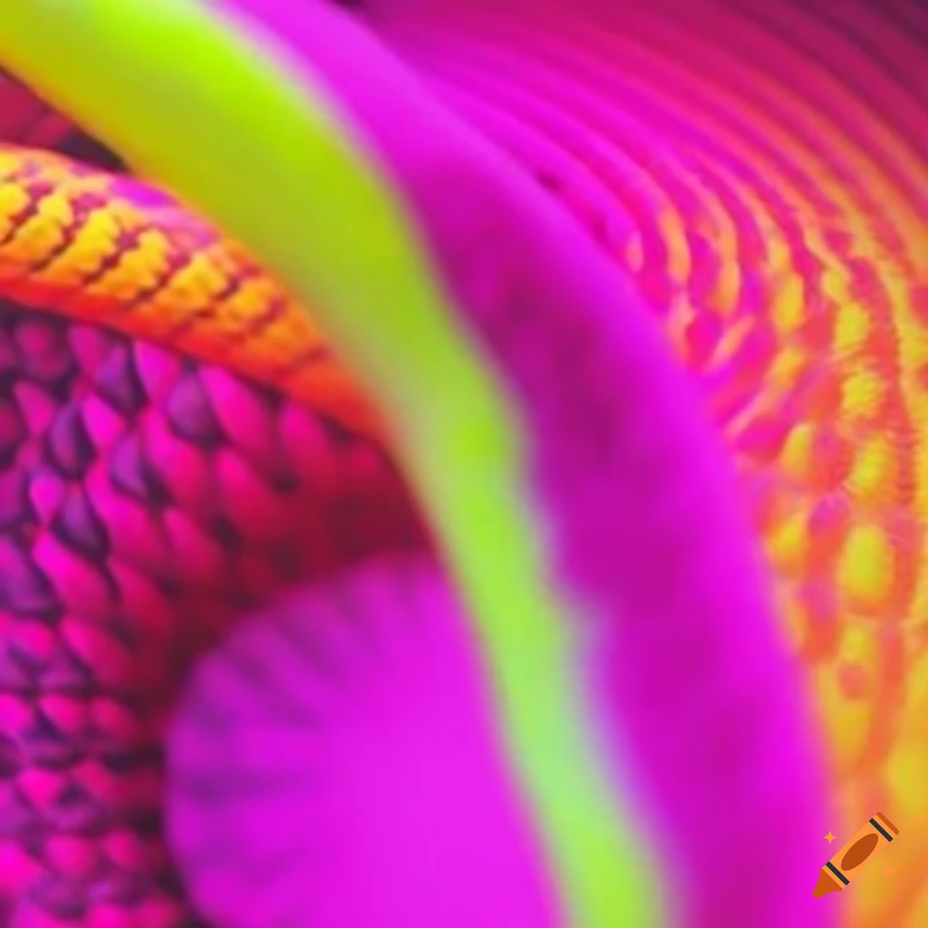 Vibrant pink and yellow neon snake on Craiyon