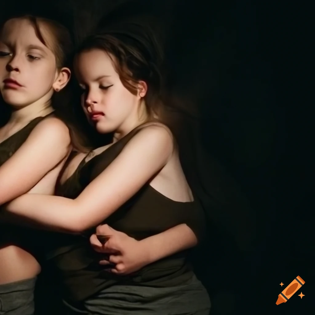 Young Christina Cox sleeping with arms overhead in a dramatic setting