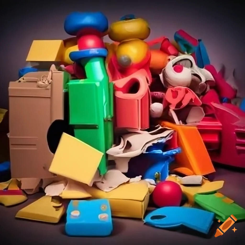 Pile of broken toys on Craiyon