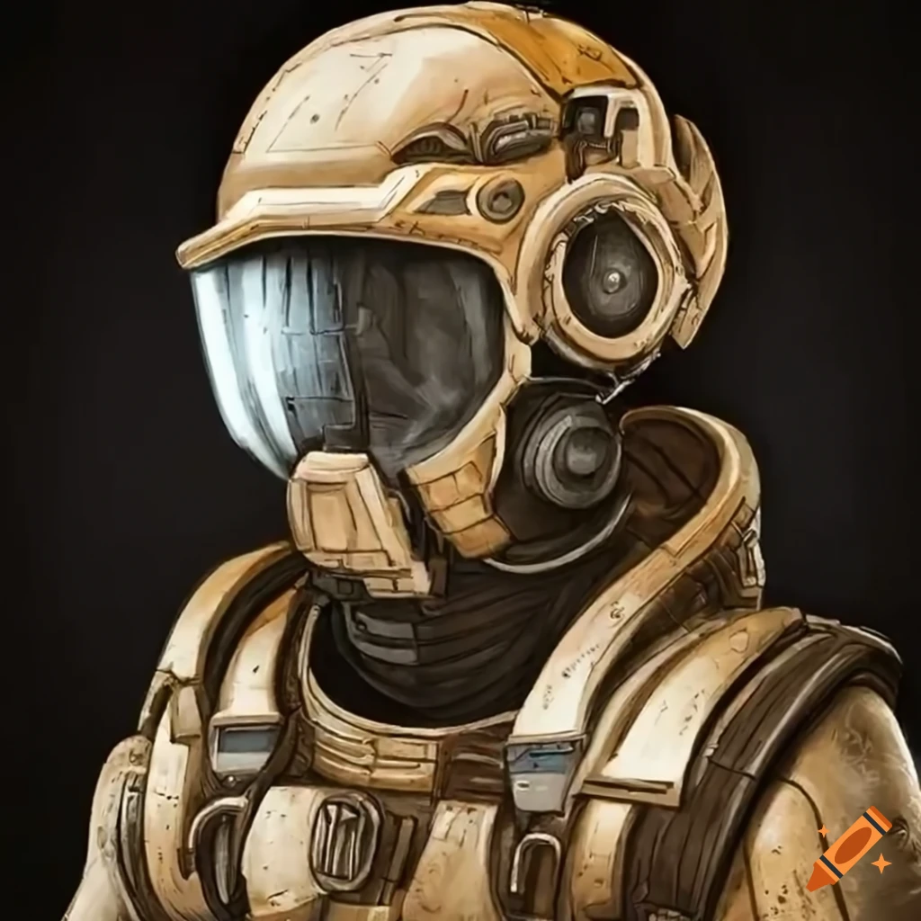 Detailed portrait of a space adventurer in sci-fi armor