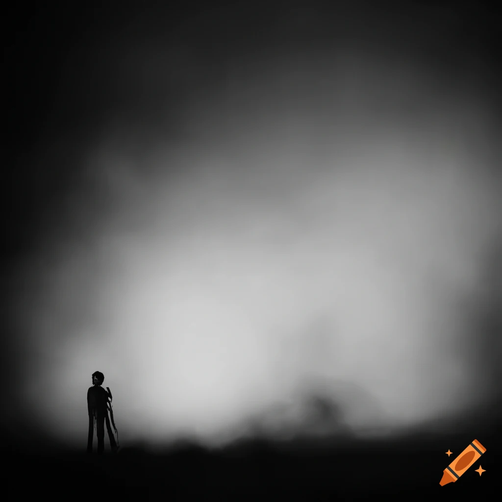 Mysterious hazy white silhouettes in motion against a dark stone wall