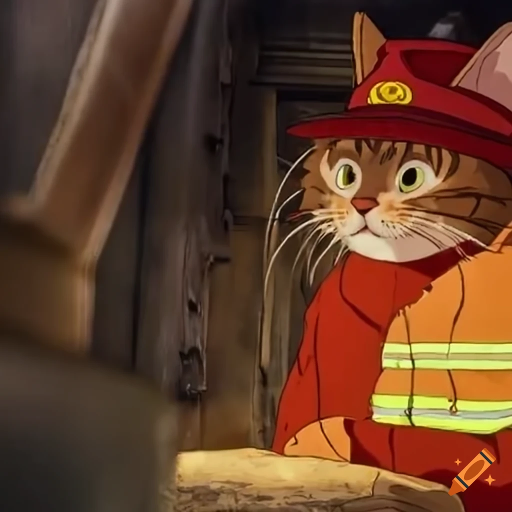 Ghibli firefighter cats