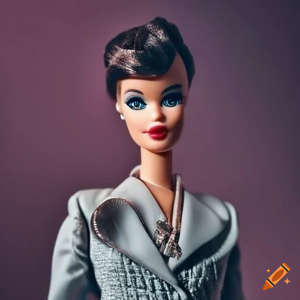 Stylish brunette Barbie with 1950’s retro makeup and flowing ponytail