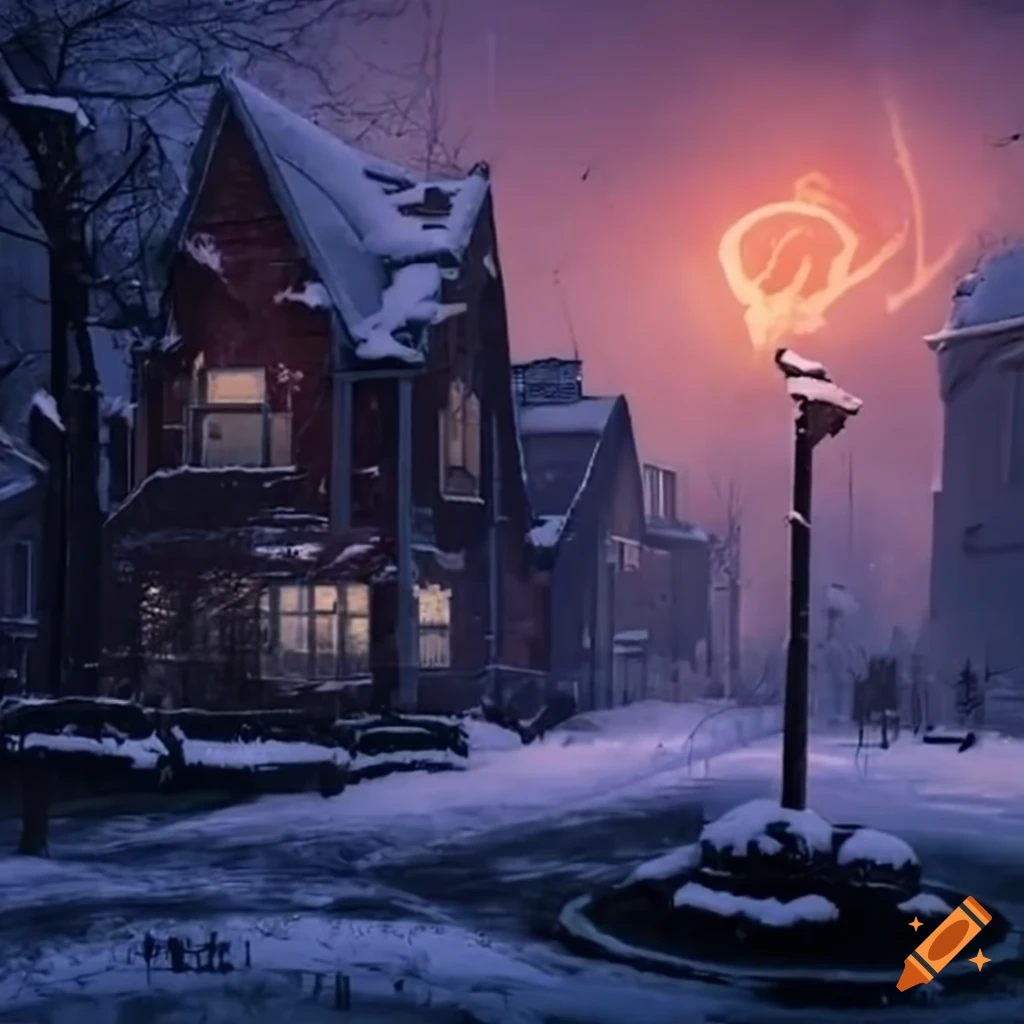 Snowy neighborhood taken over by eldritch horror flesh