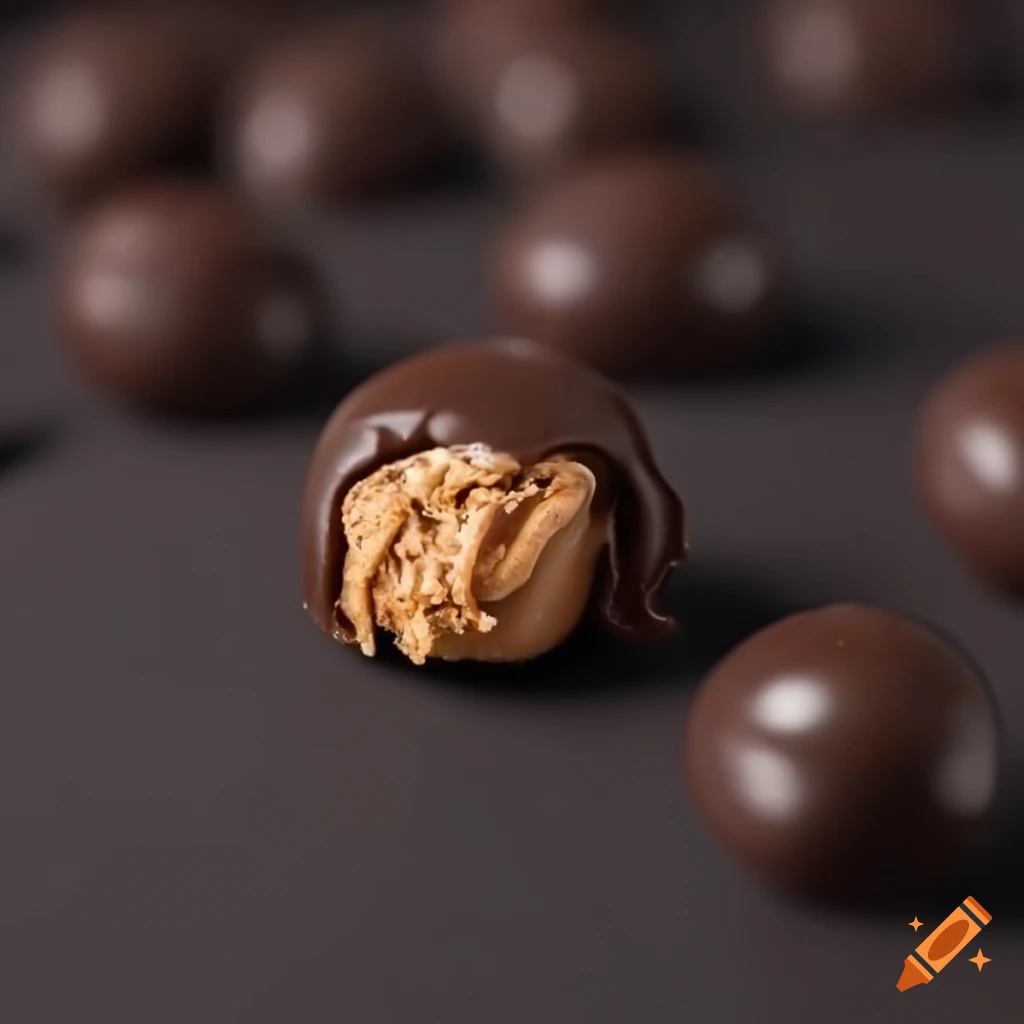 Dark chocolate peanut butter malt balls on Craiyon