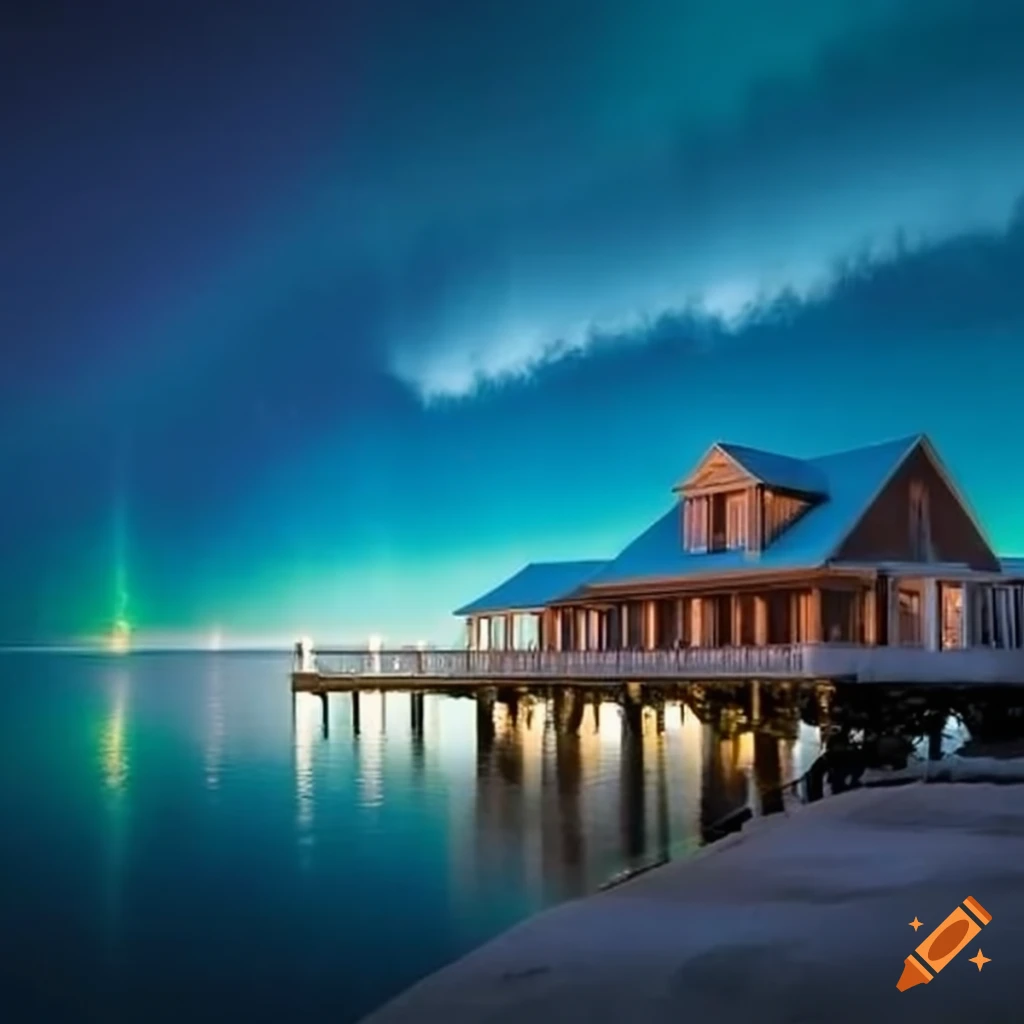 Galveston bay house during a winter storm on Craiyon