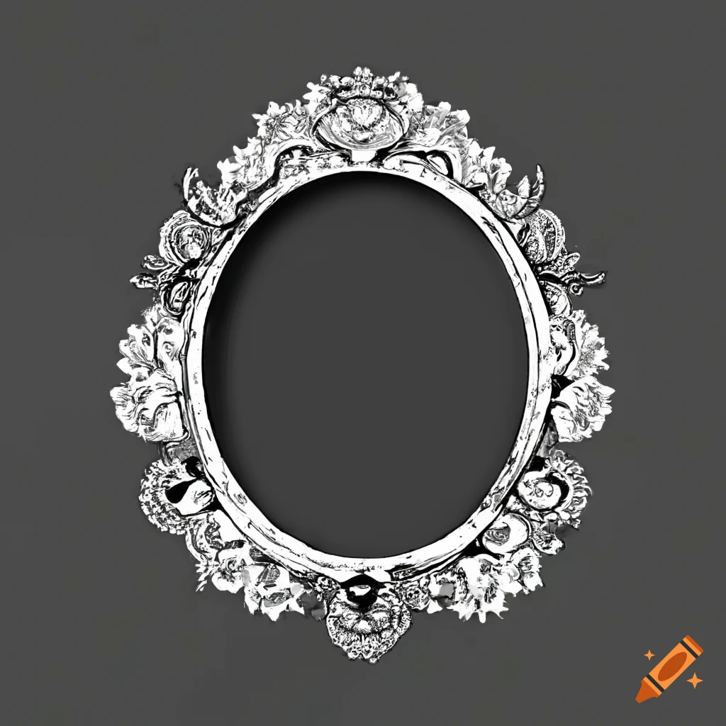 Oval frame in 50s style as a PNG file