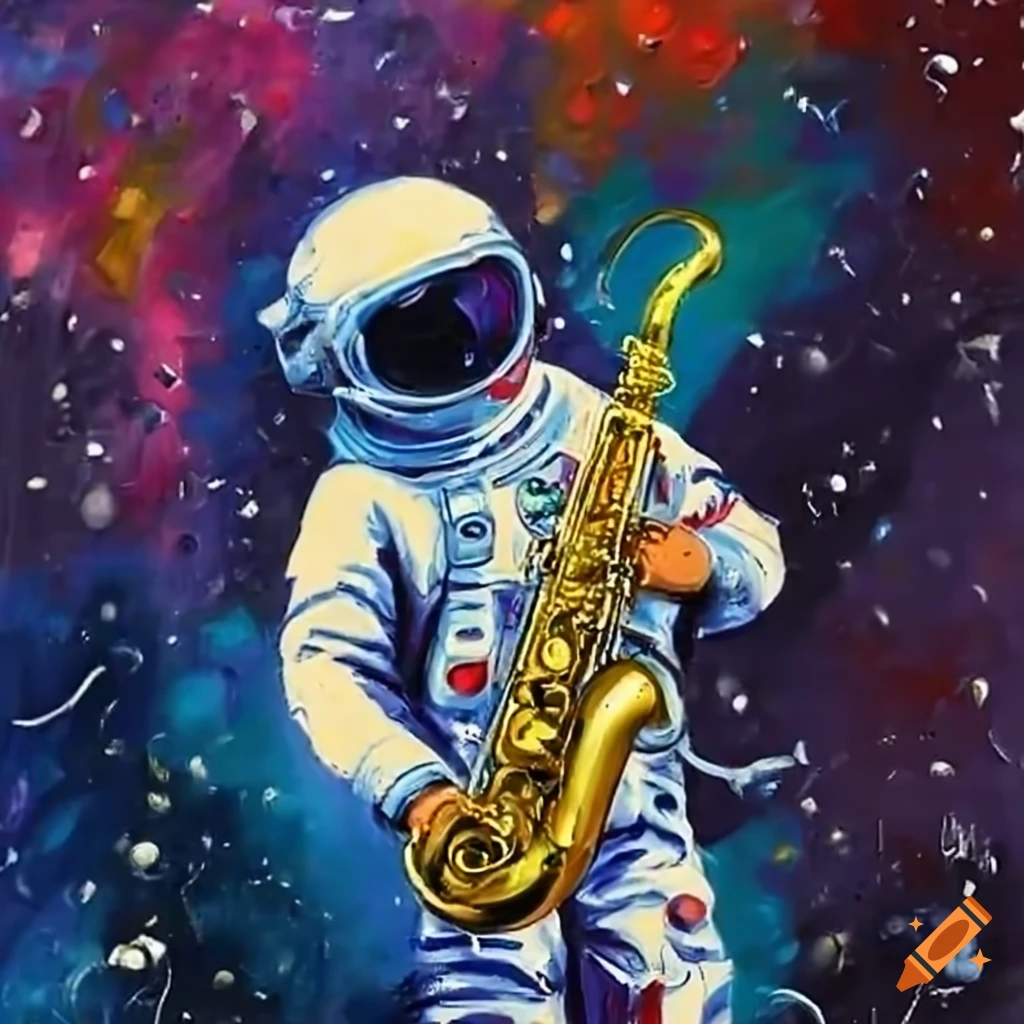 Astronaut playing saxophone in space on Craiyon