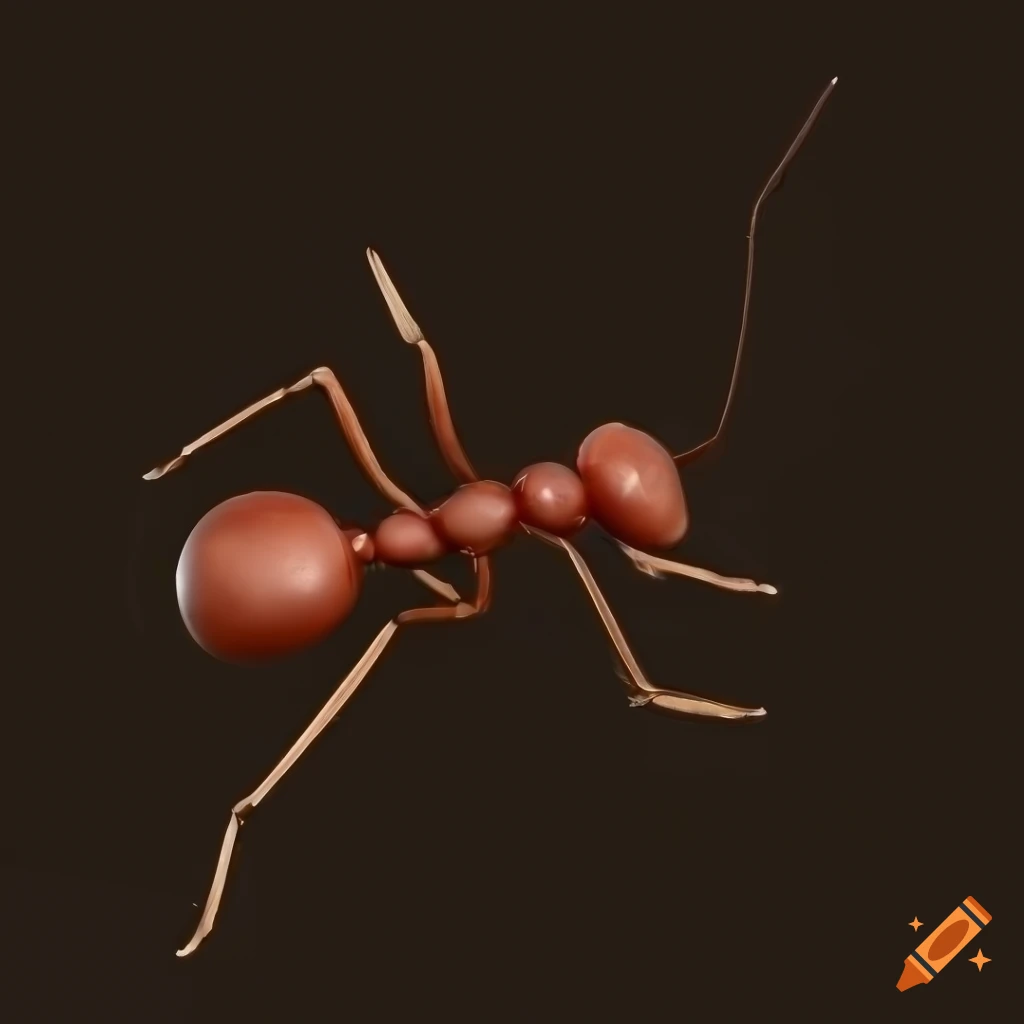 High definition top view 3d model of an ant on neutral background on