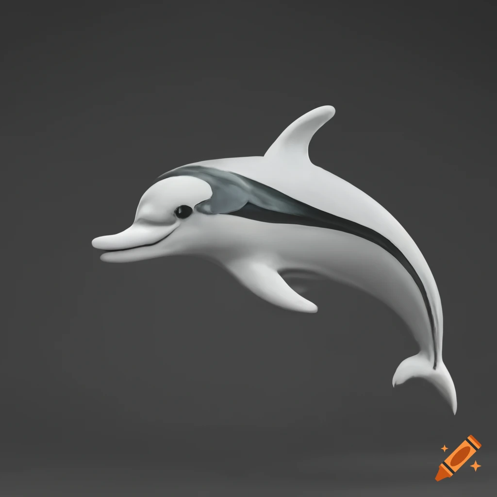Art Deco style black and white dolphin illustration