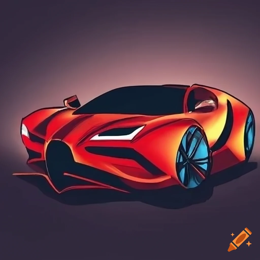 Illustration of the world's fastest car in motion on Craiyon