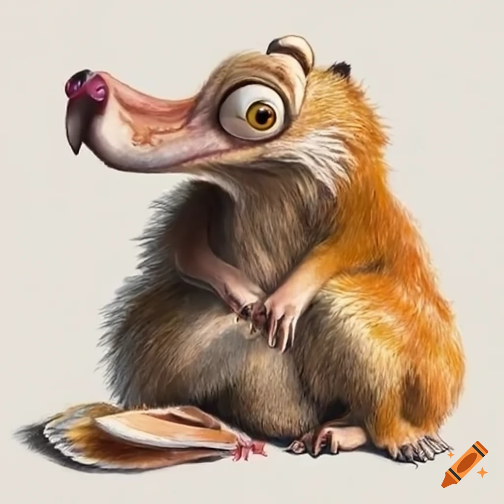 Cute scrat from ice age adorably gazing at his nut on Craiyon