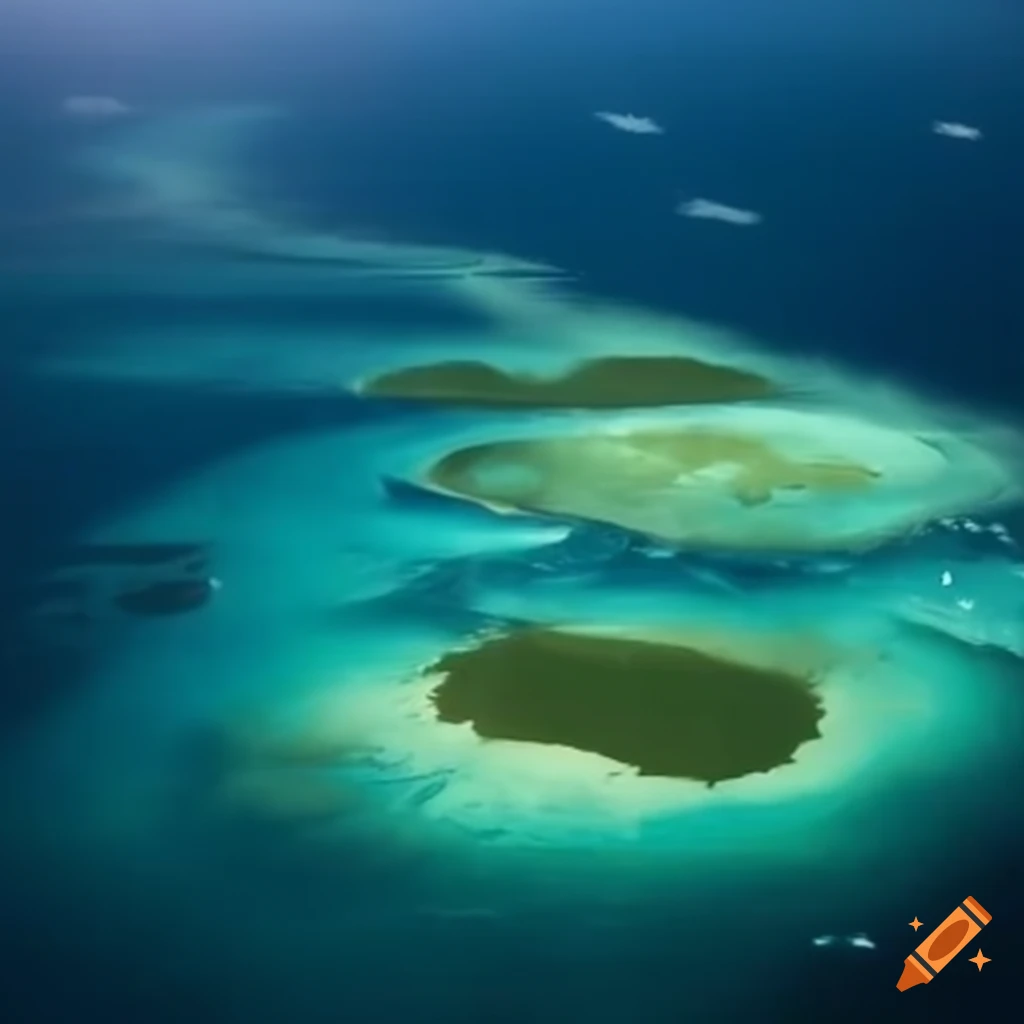 Island sinking into the sea on Craiyon