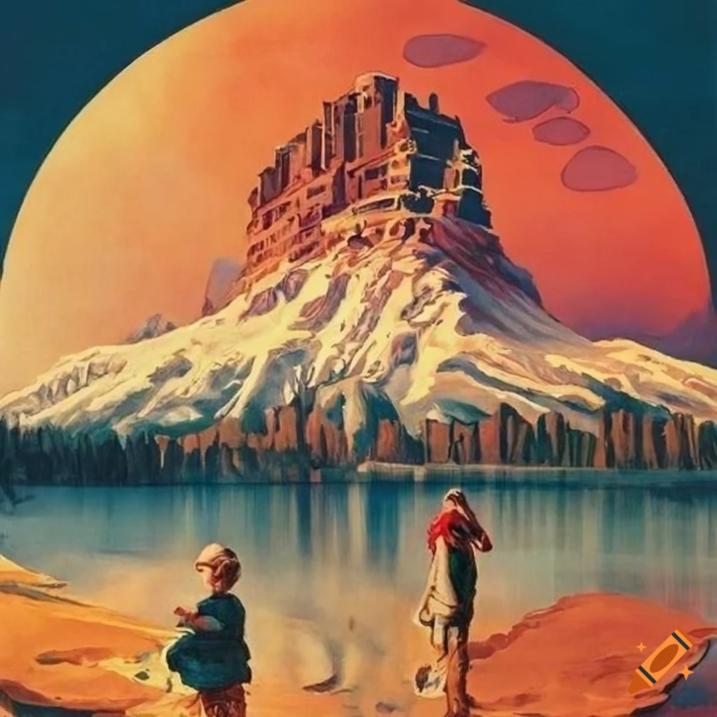 Travel poster for American wilderness metropolis by Norman Rockwell