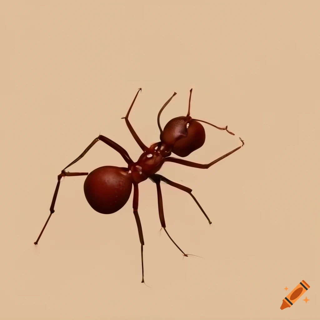 High definition top view 3d model of an ant on neutral background on