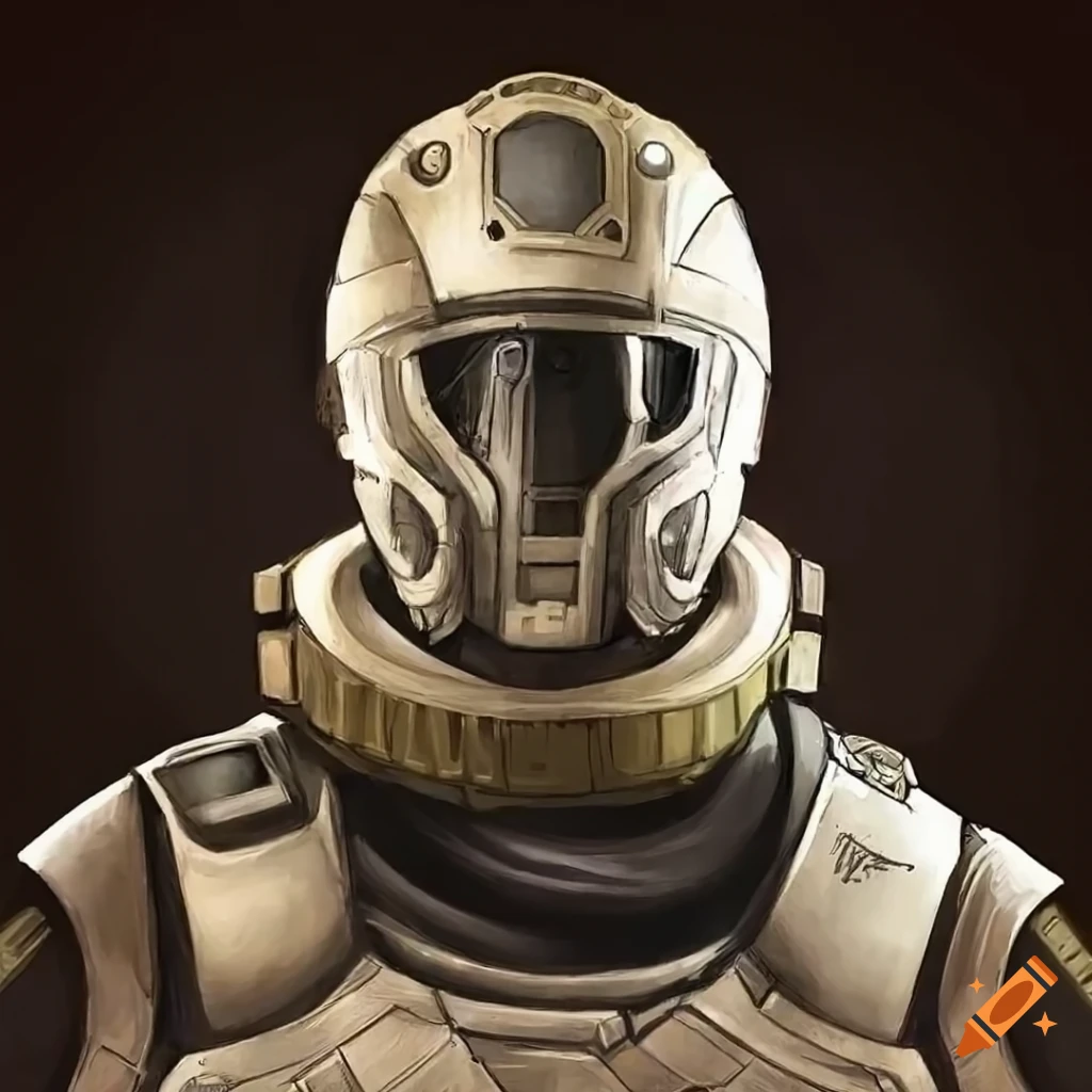 Detailed portrait of space adventurer in sci-fi armor
