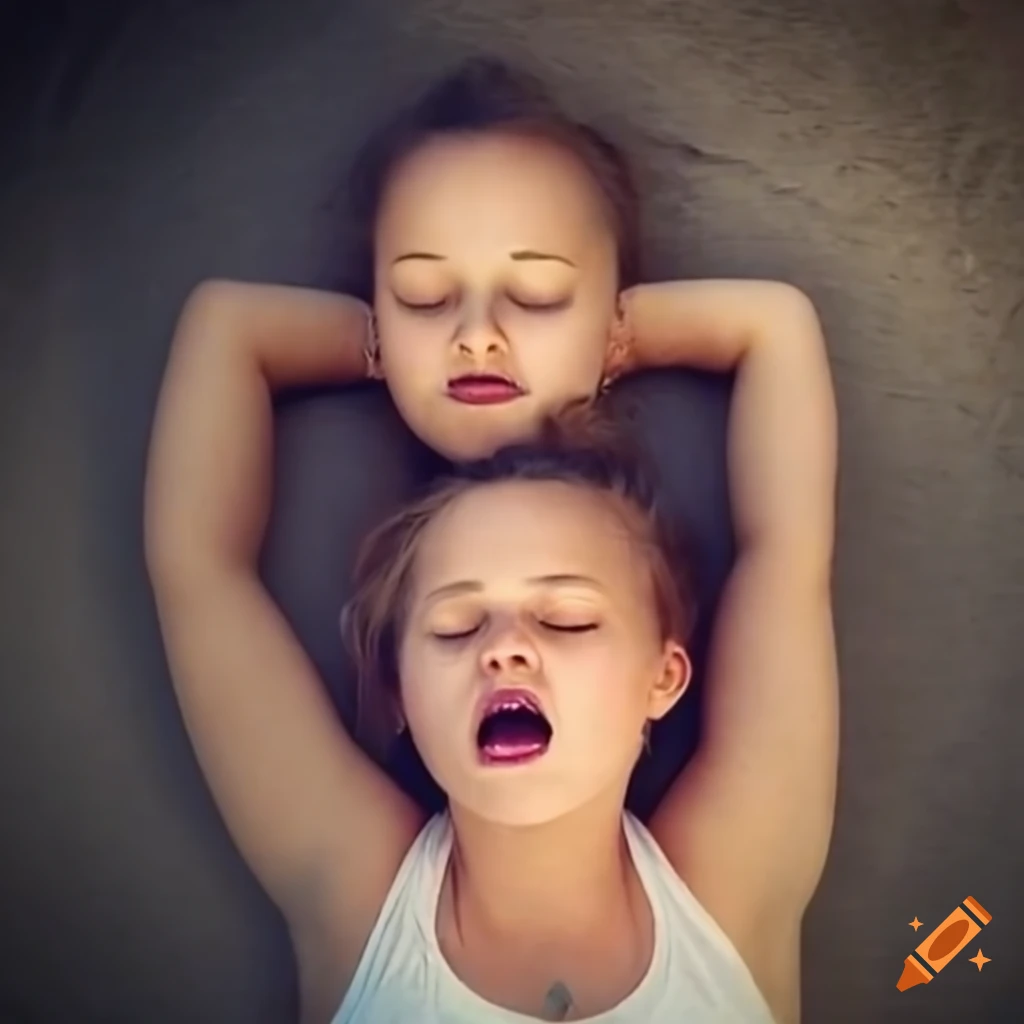 Young woman with arms overhead sleeping in a dramatic lighting