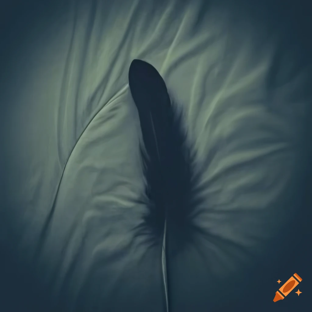 Black feather on a bed in a vintage setting