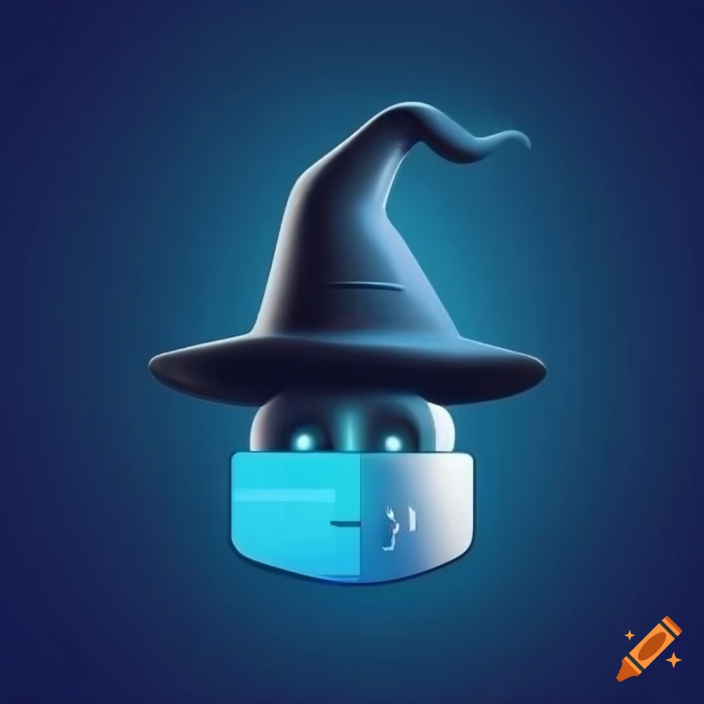 Sleek modern app design with a cybersecurity theme and wizard hat logo