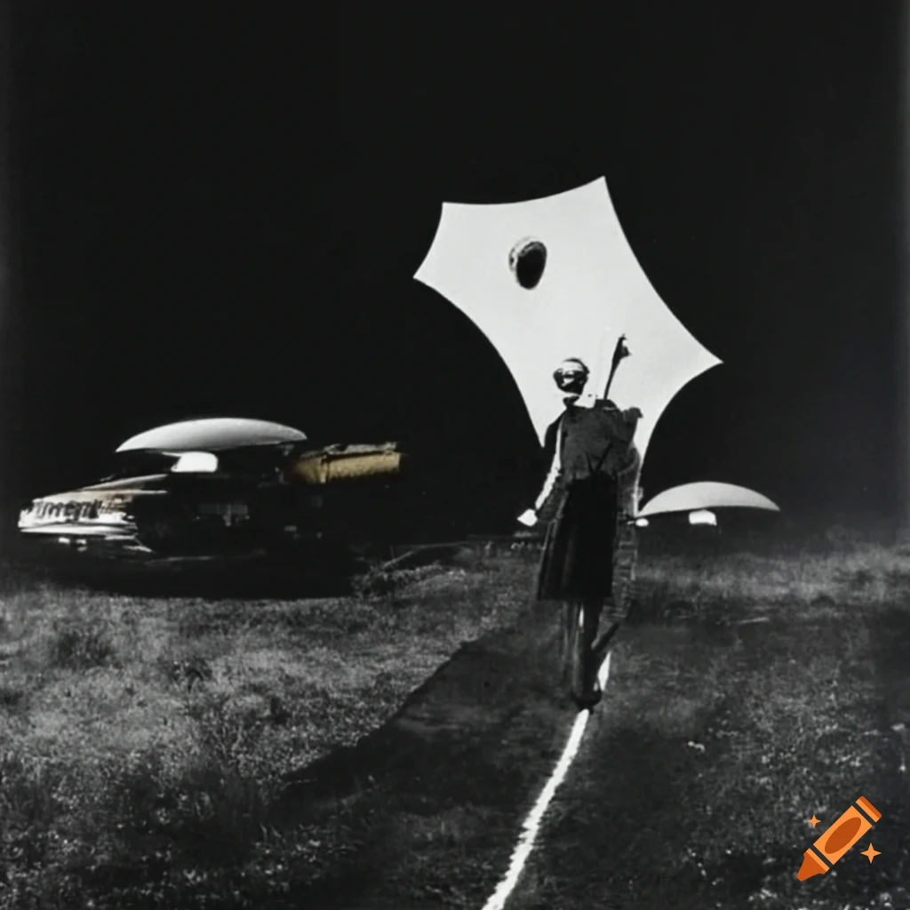UFO in a search and destroy sci-fi scene with 60s style