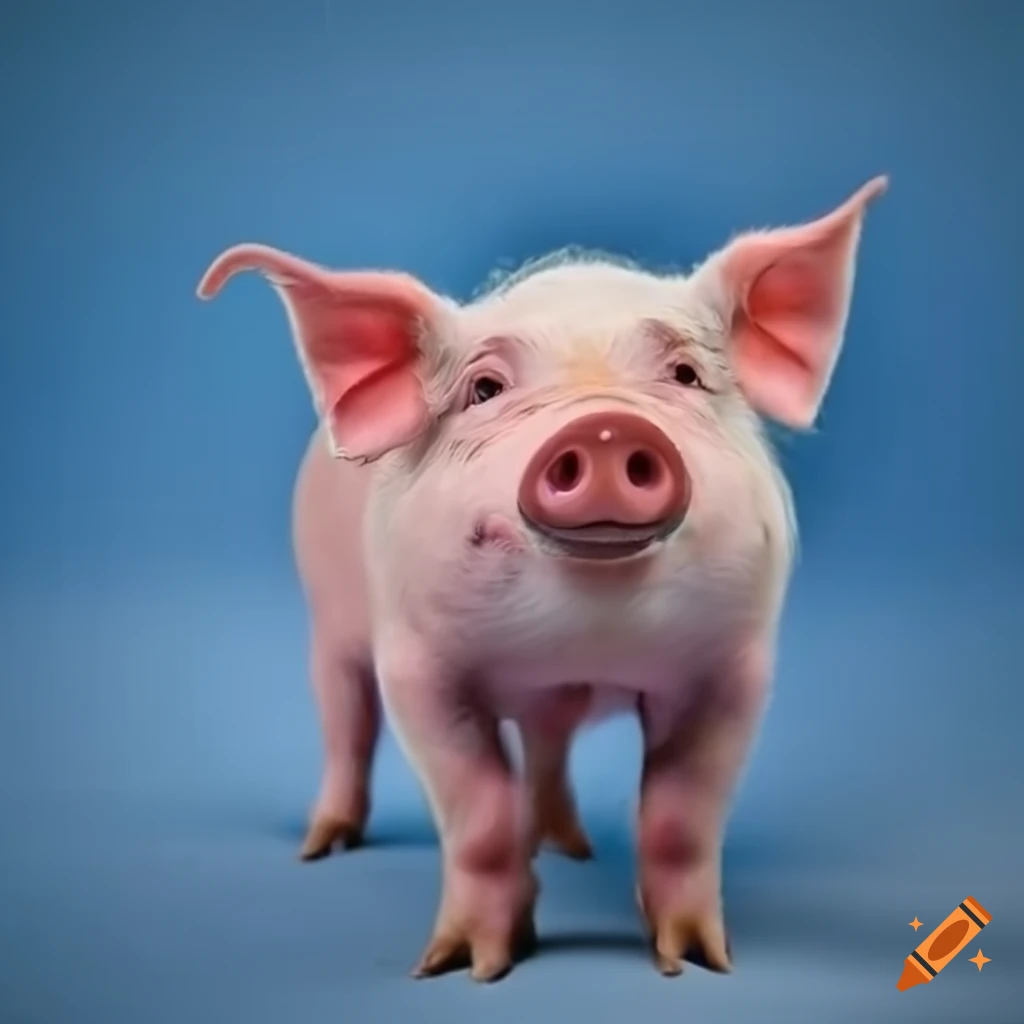 Sad little pig with a blue background and European Union logo