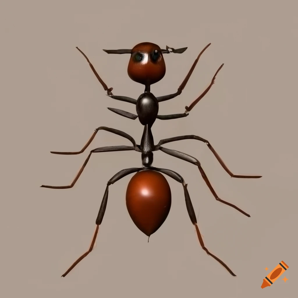 High definition top view 3d model of an ant on neutral background on