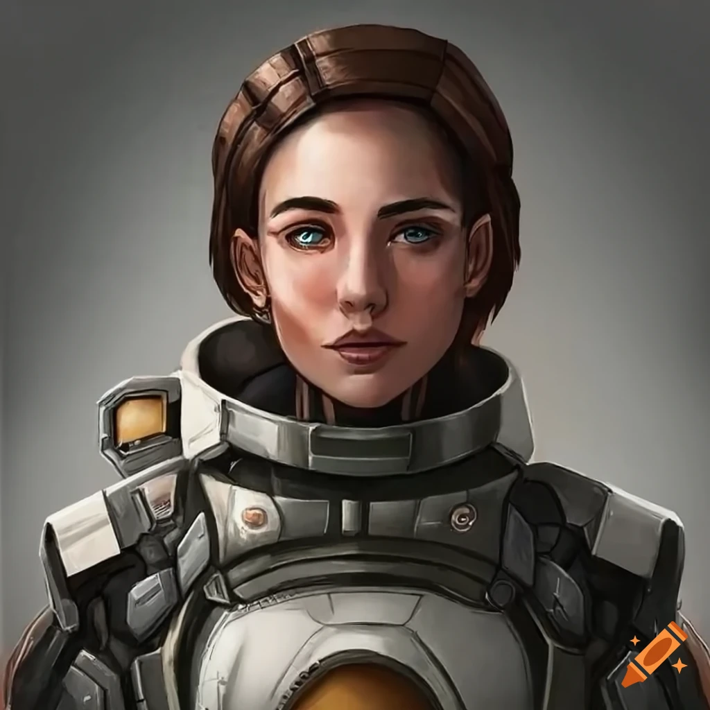 Detailed portrait of a space adventurer in sci-fi armor on Craiyon