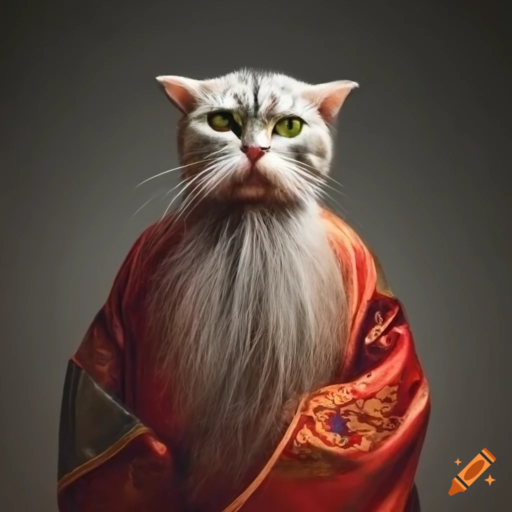 Old chinese martial arts master cat in traditional clothing on Craiyon