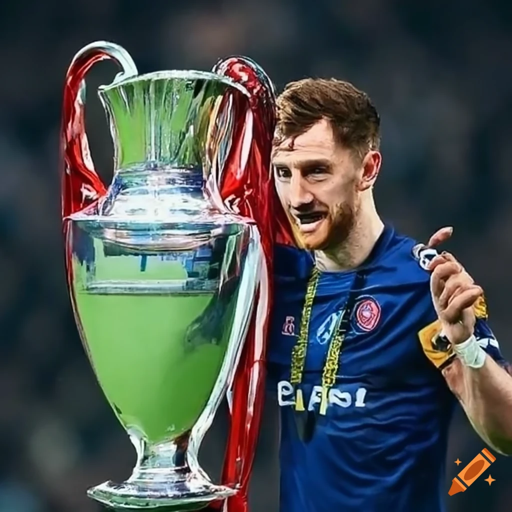 Tom Lockyer holding the Champions League trophy