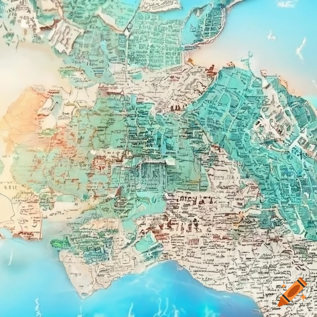 Part of a map with many built-up cities