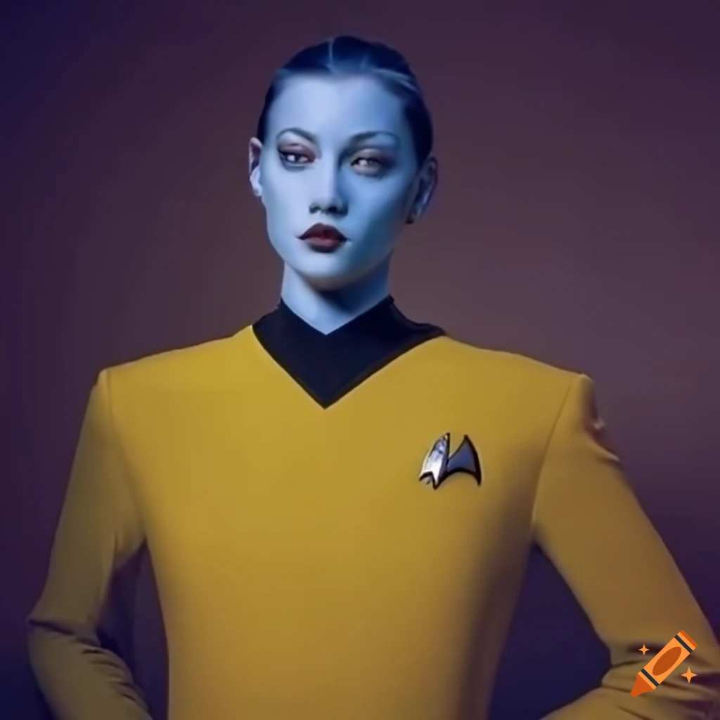Young blue-skinned andorian female in star trek tng engineering officer ...