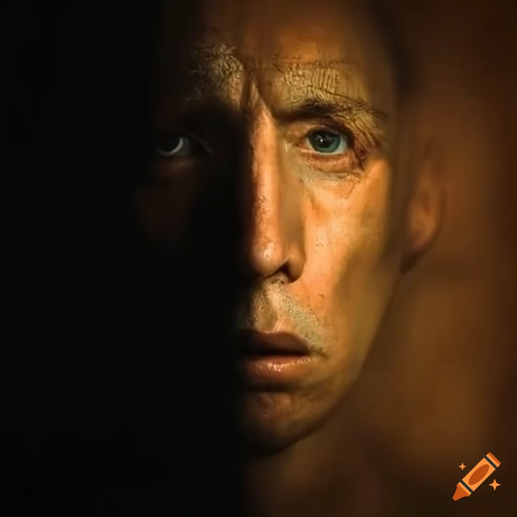 Dramatic depiction of a man overwhelmed by grief