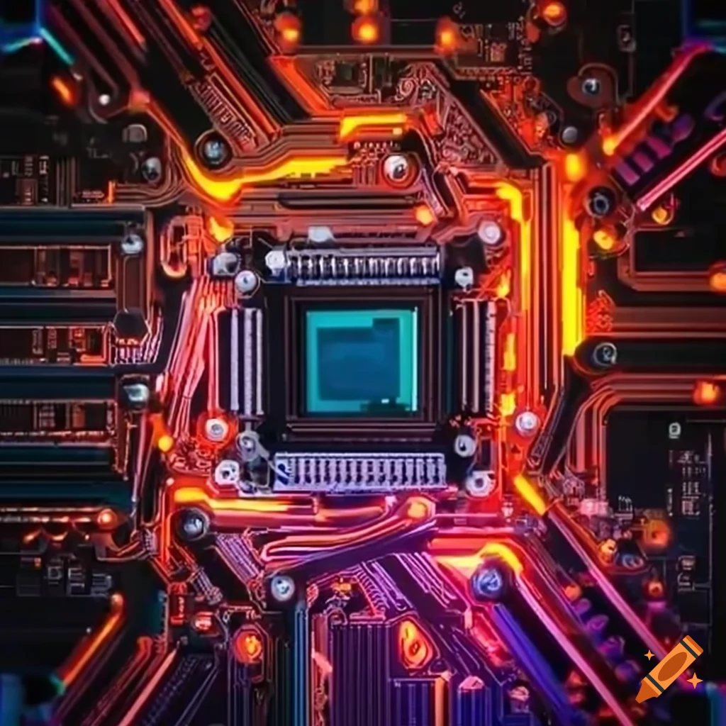 Front processor with motherboard resembling lava