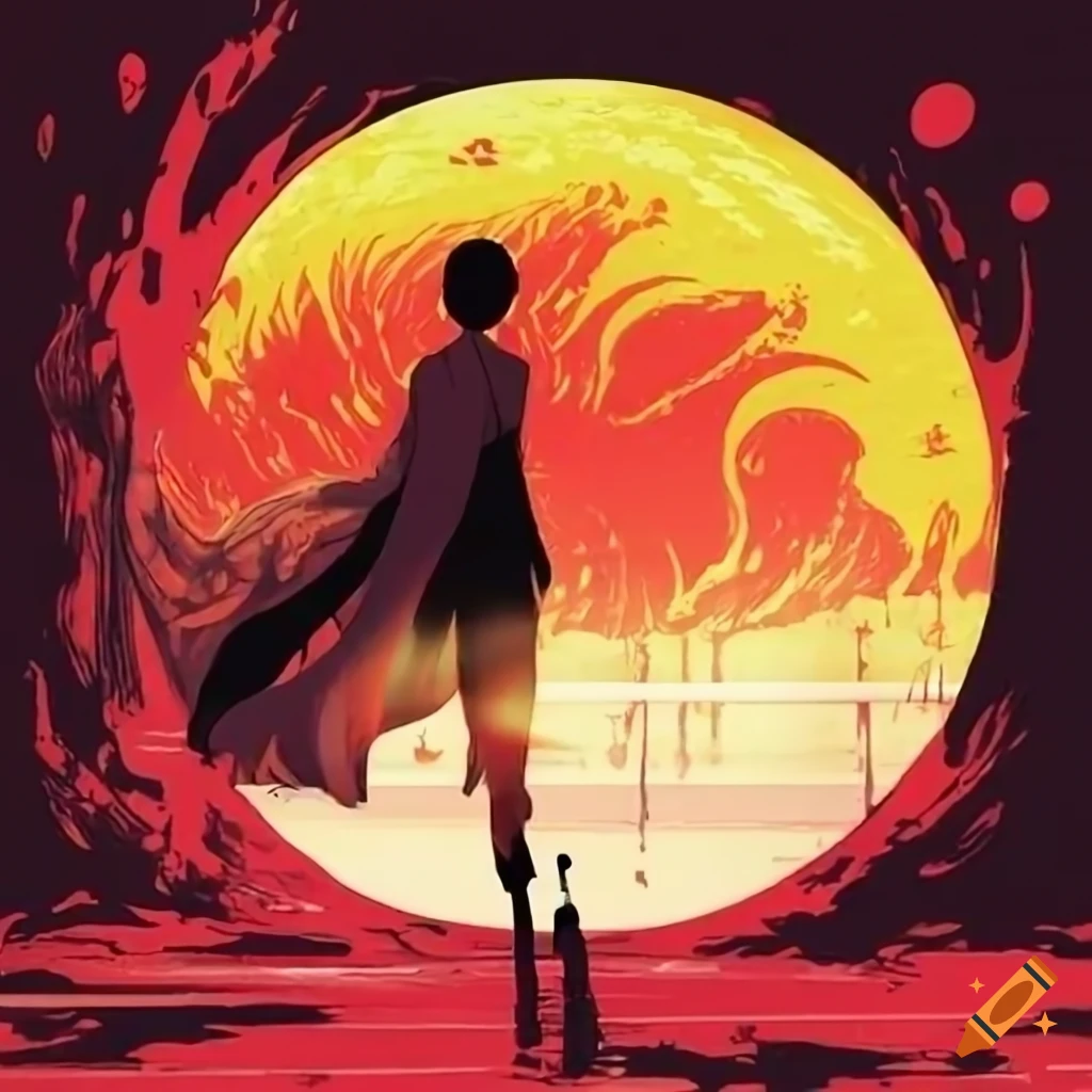 Chaos before sunset on album cover on Craiyon