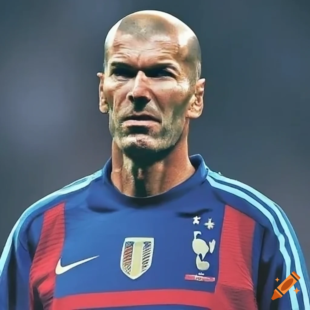 Zinédine zidane standing in a stadium wearing the number 10 french