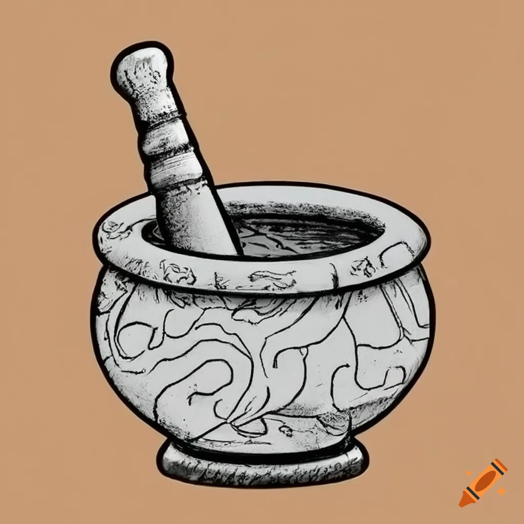 Mortar And Pestle Medical Pharmacy Hand Drawing Engraved Stock Vector |  Adobe Stock