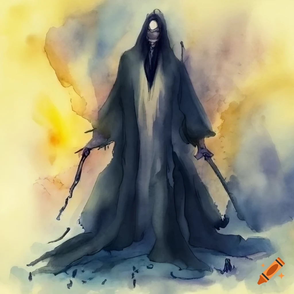 Wizard with flowing robe and wood staff in a mystical setting on Craiyon