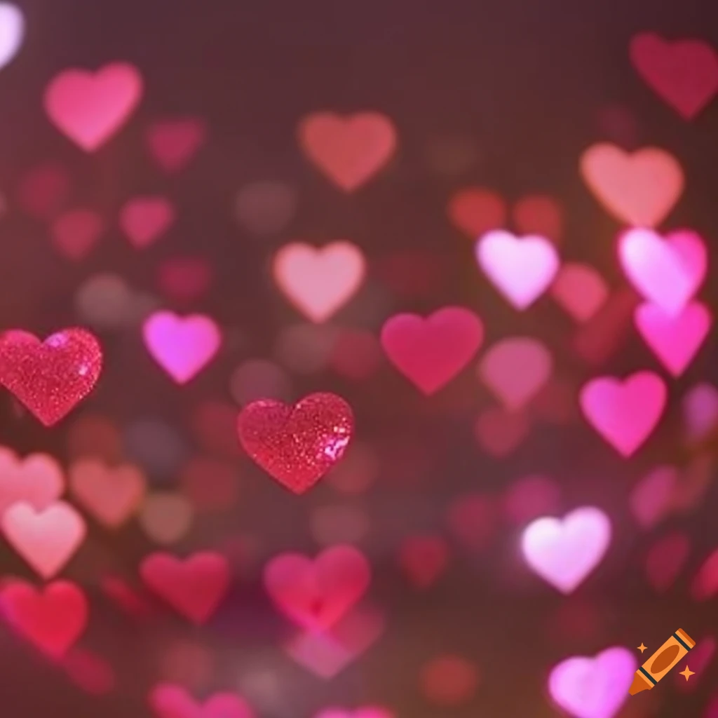 Chunky glitter bokeh heart in pink and red