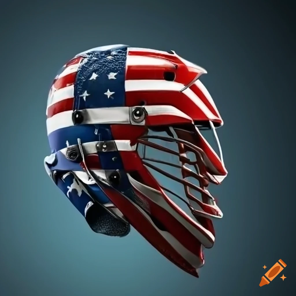 Futuristic lacrosse helmet with usa flag design on Craiyon